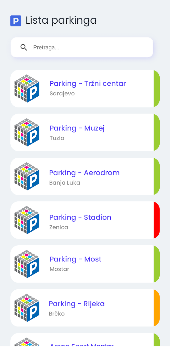 Argon Smart Parking Management mobilni ekran 2