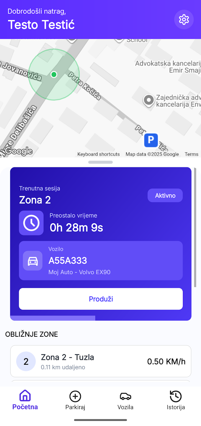 ParkON BH mobilni ekran 4