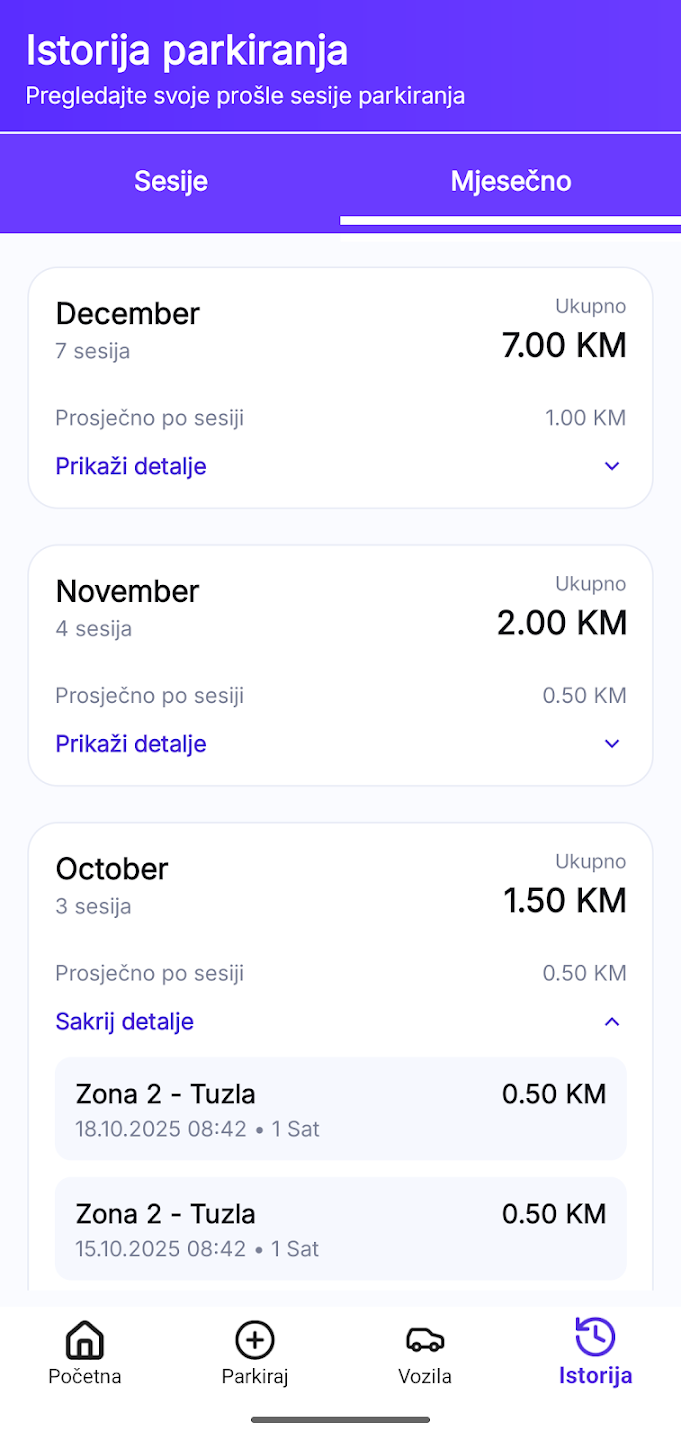 ParkON BH mobilni ekran 8